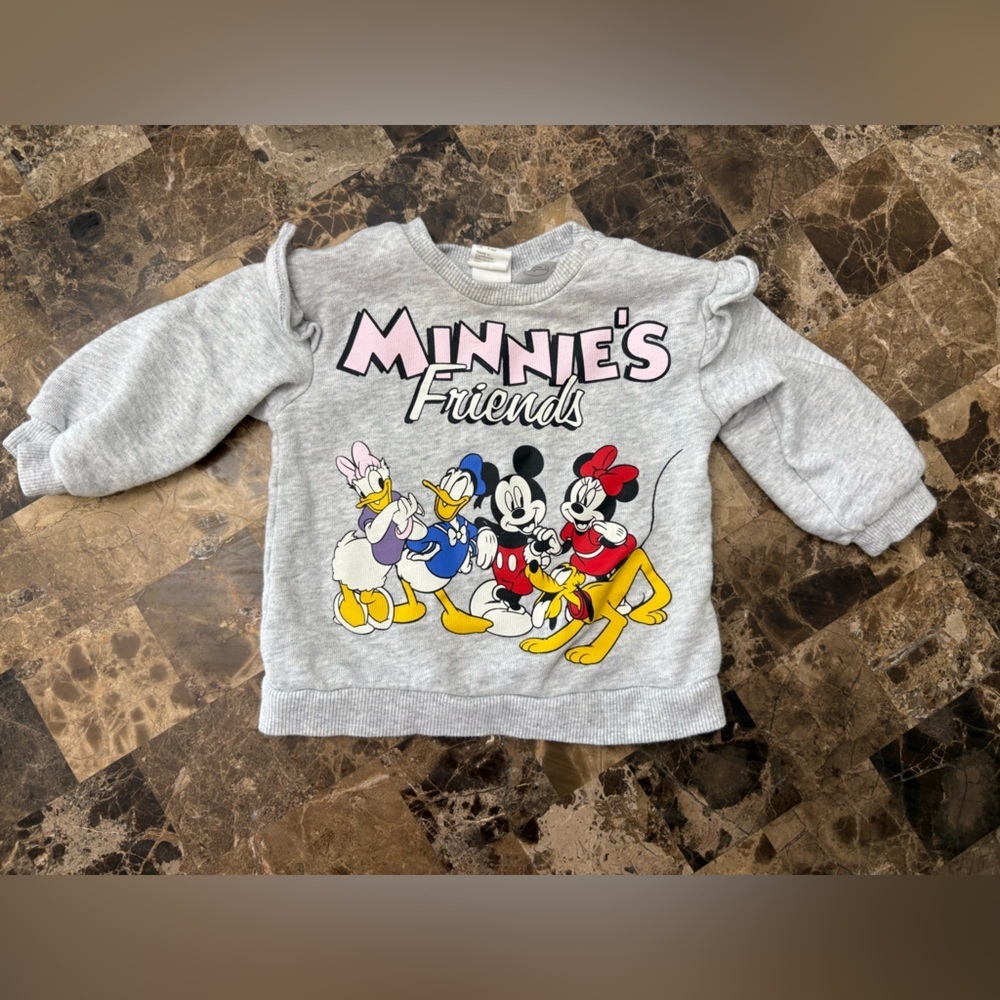 Disney Gray Sweatshirt with Colorful Characters 4-6 months
